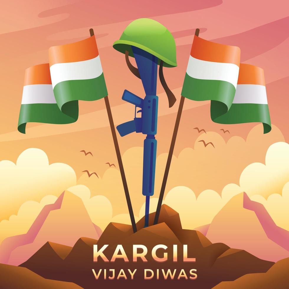 kargil vijay diwas memoriale dell'esercito indiano vettore