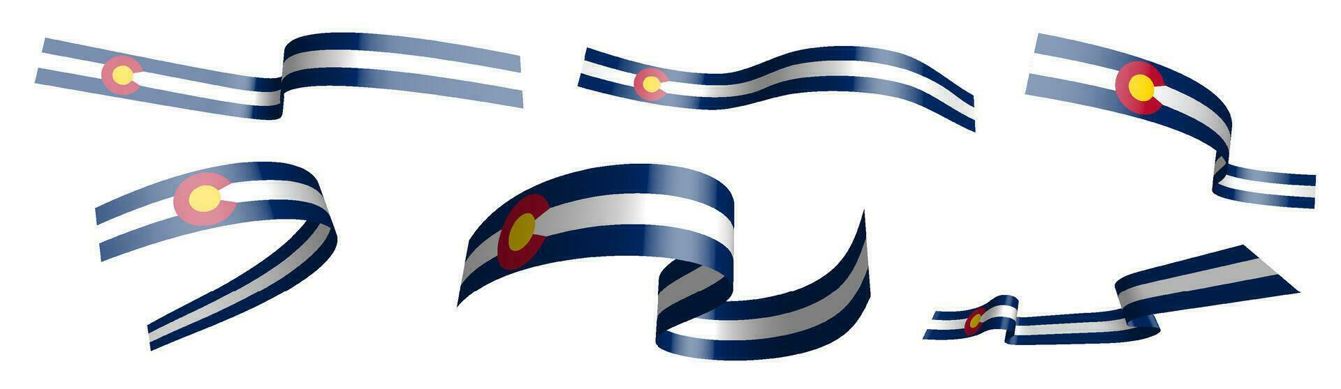 impostato di vacanza nastri. bandiera di americano stato di Colorado agitando nel vento. separazione in inferiore e superiore strati. design elemento. vettore su bianca sfondo