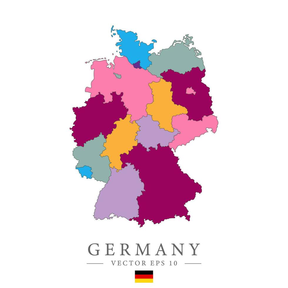 Germania carta geografica. colorato Germania carta geografica con regioni. vettore
