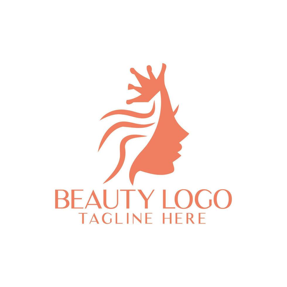 disegno del logo sfumato oro del salone delle foglie dei capelli della donna vettore