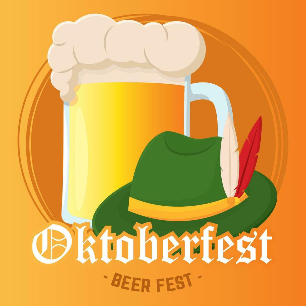 isolato birra boccale e tradizionale Tedesco cappello oktoberfest birra Festival vettore