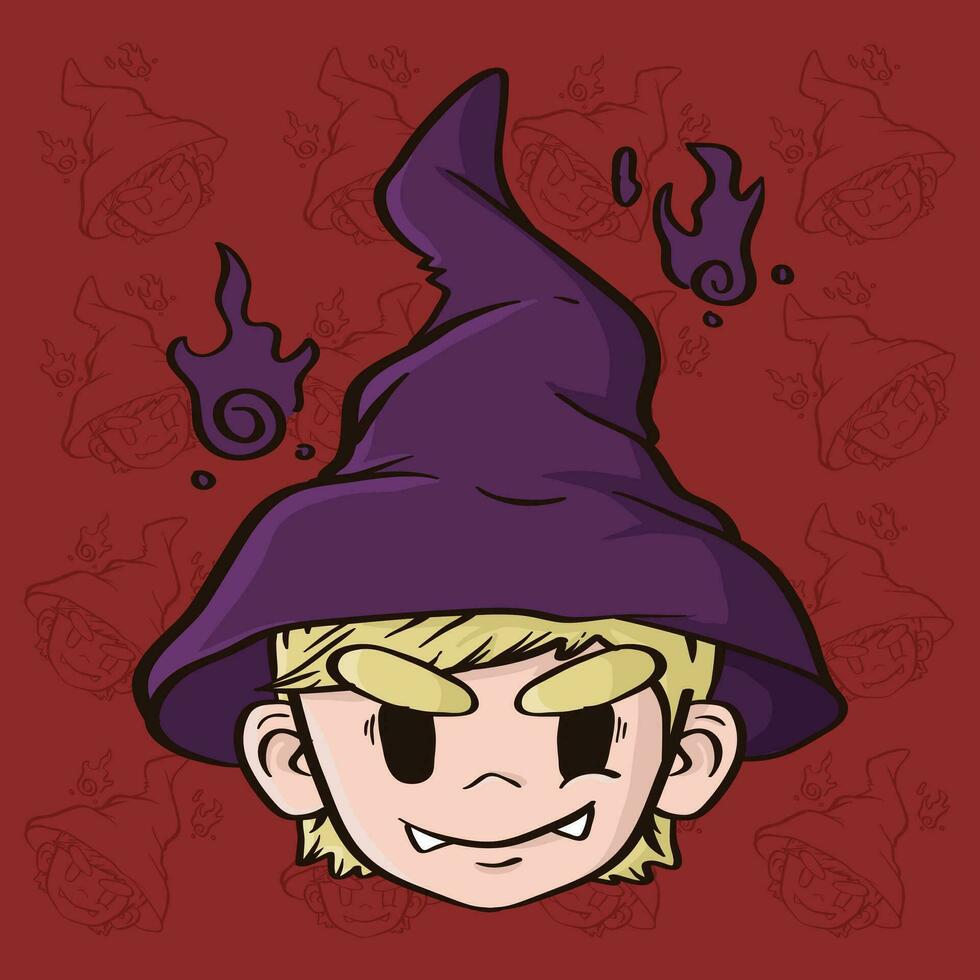 carino bambini utilizzando strega cappello su Halloween festa. carino vettore illustrazione. Halloween festa illustrazione.