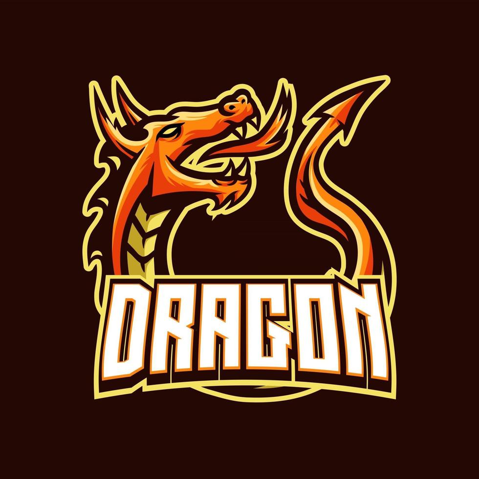 modello di vettore di progettazione del logo di gioco della mascotte del drago per lo sport e l'esportazione