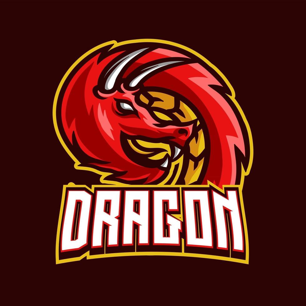 modello di vettore di progettazione del logo di gioco della mascotte del drago per lo sport e l'esportazione