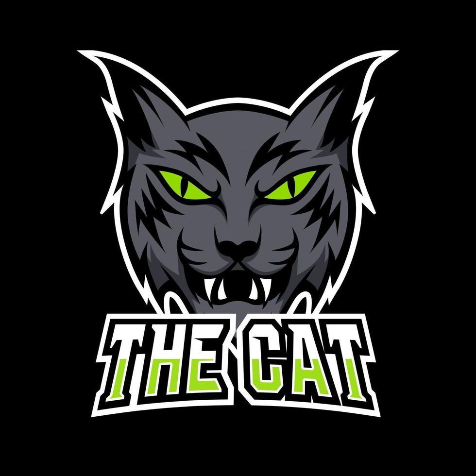 modello logo esport sport mascotte gatto arrabbiato nero vettore