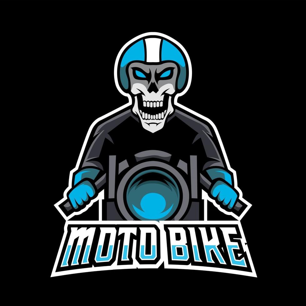 modello di logo esport sport mascotte moto teschio moto vettore