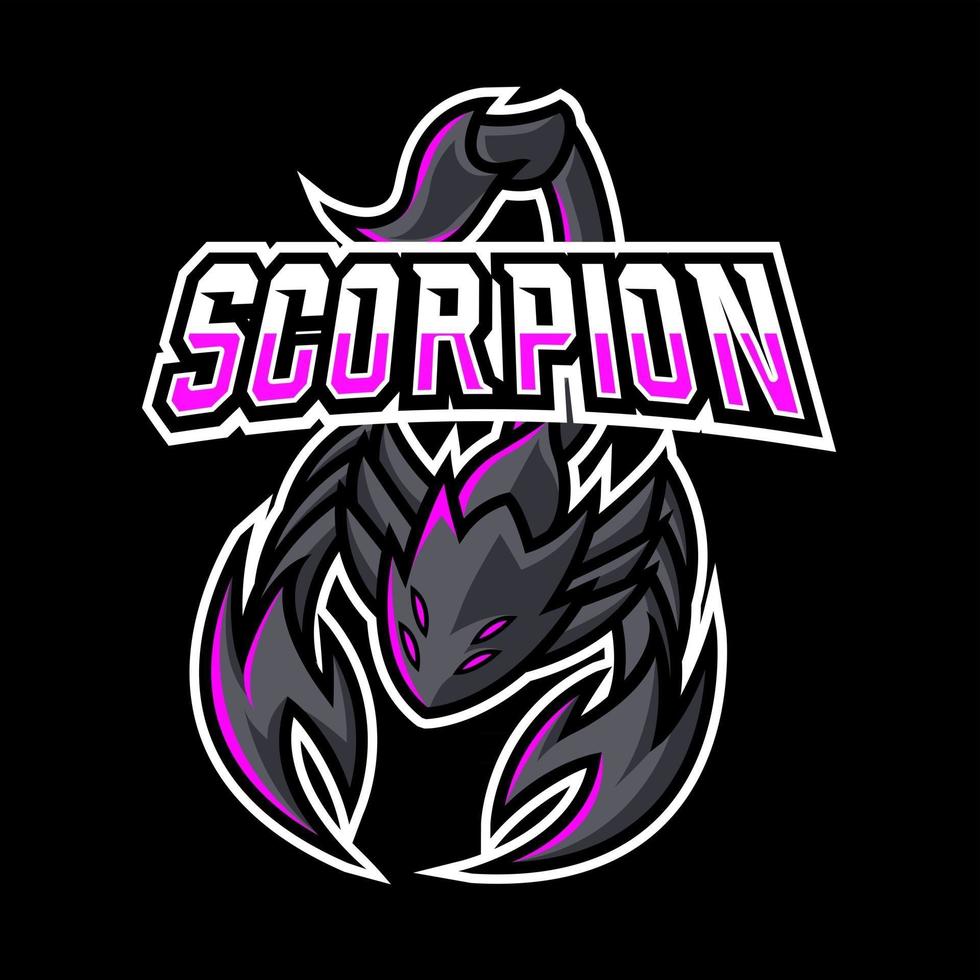 scorpione artiglio nero mascotte sport gioco esport logo modello per squadra di gioco squadra vettore