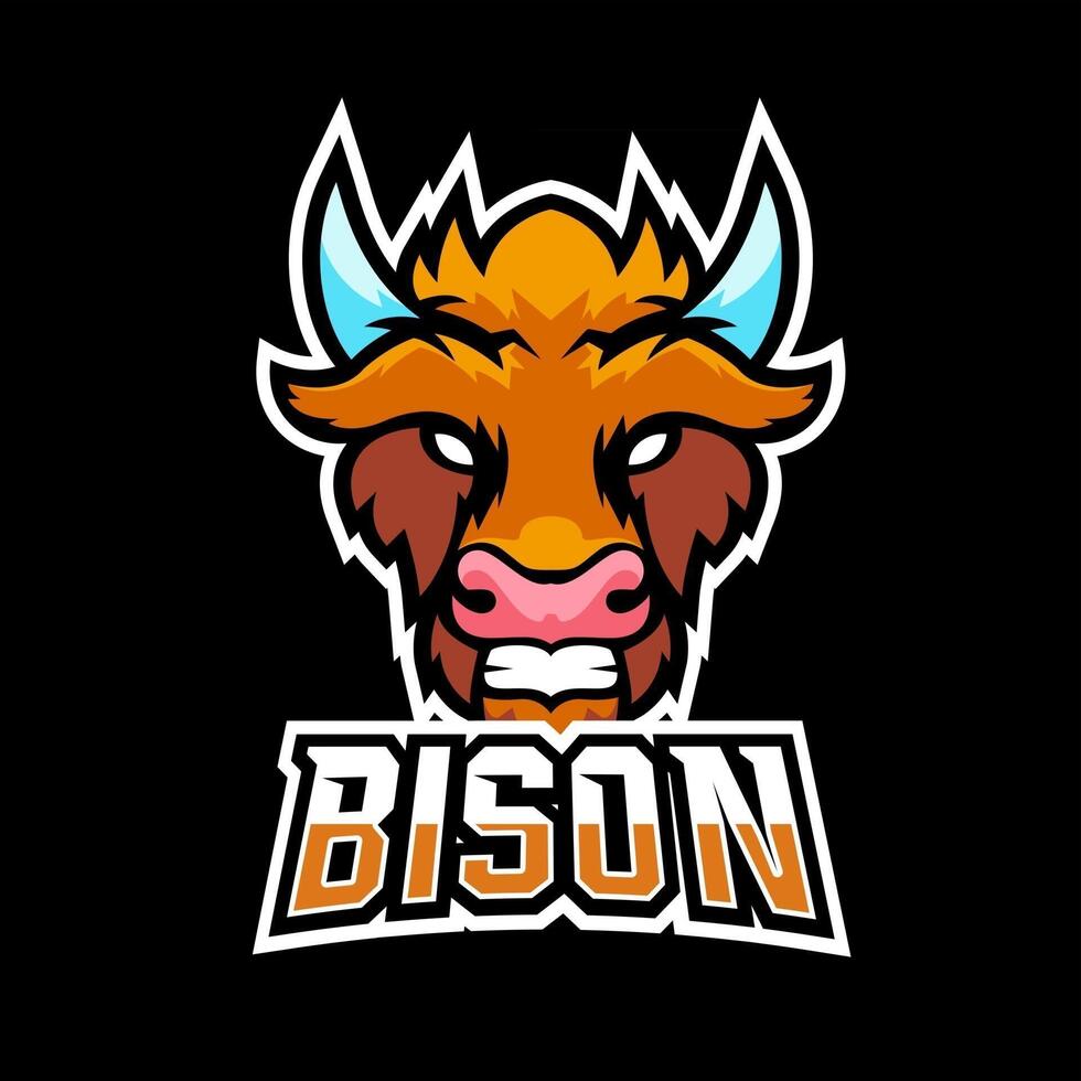 modello di logo mascotte gioco bisonte sport o esport, per la tua squadra vettore