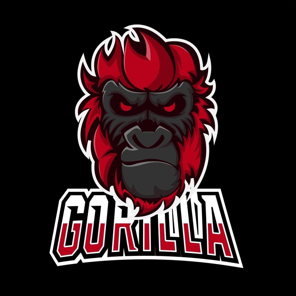 modello di logo mascotte gioco gorilla sport o esport, per la tua squadra vettore
