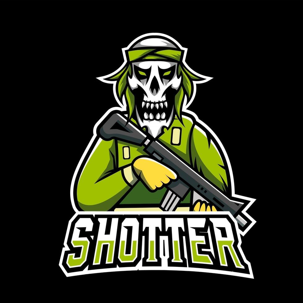 modello di logo mascotte di gioco shotter sport o esport, per la tua squadra vettore