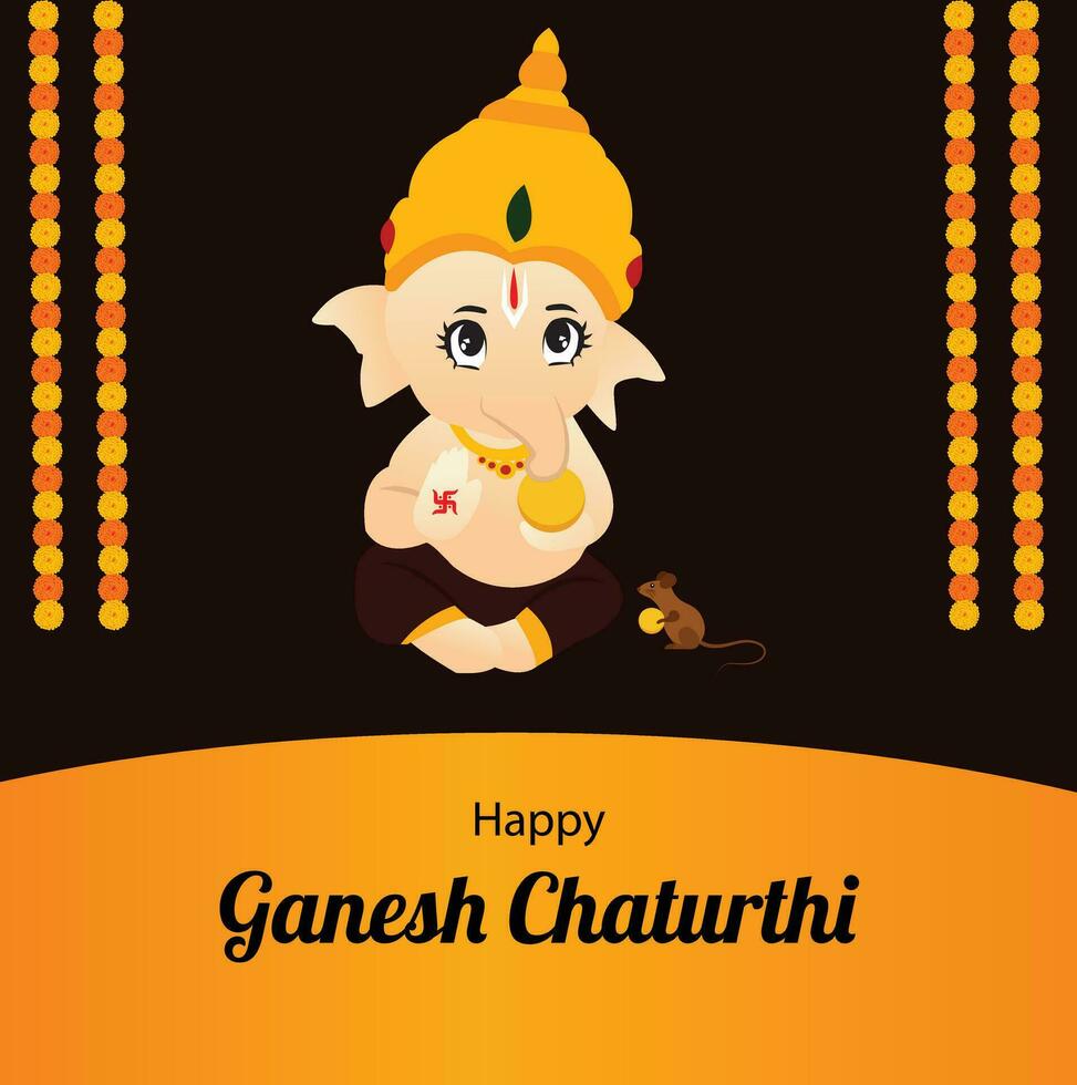 contento ganesh Chaturthi indiano indù Festival vettore celebrazione