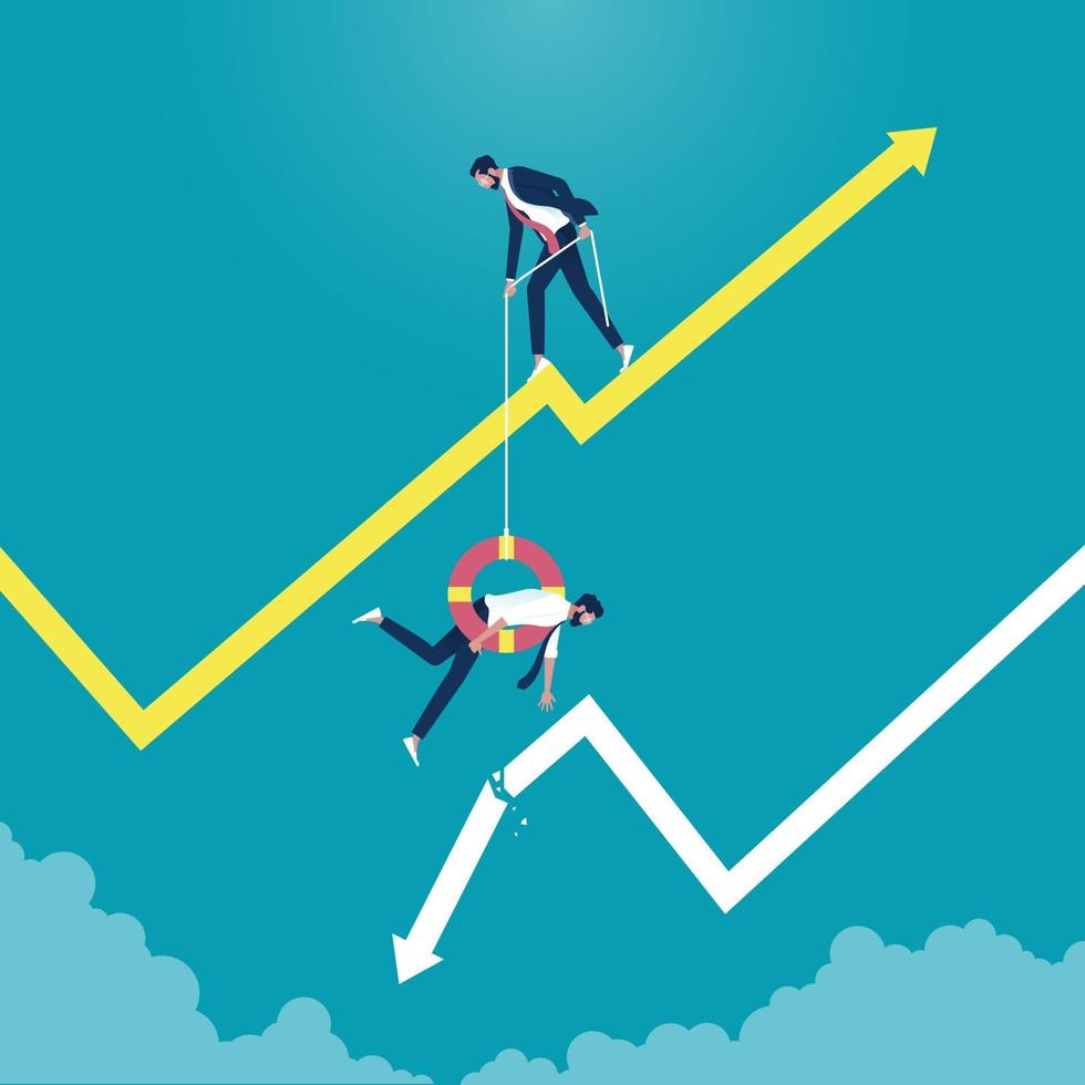 concetto di gestione del rischio aziendale, diminuzione delle finanze e grafico di crisi vettore