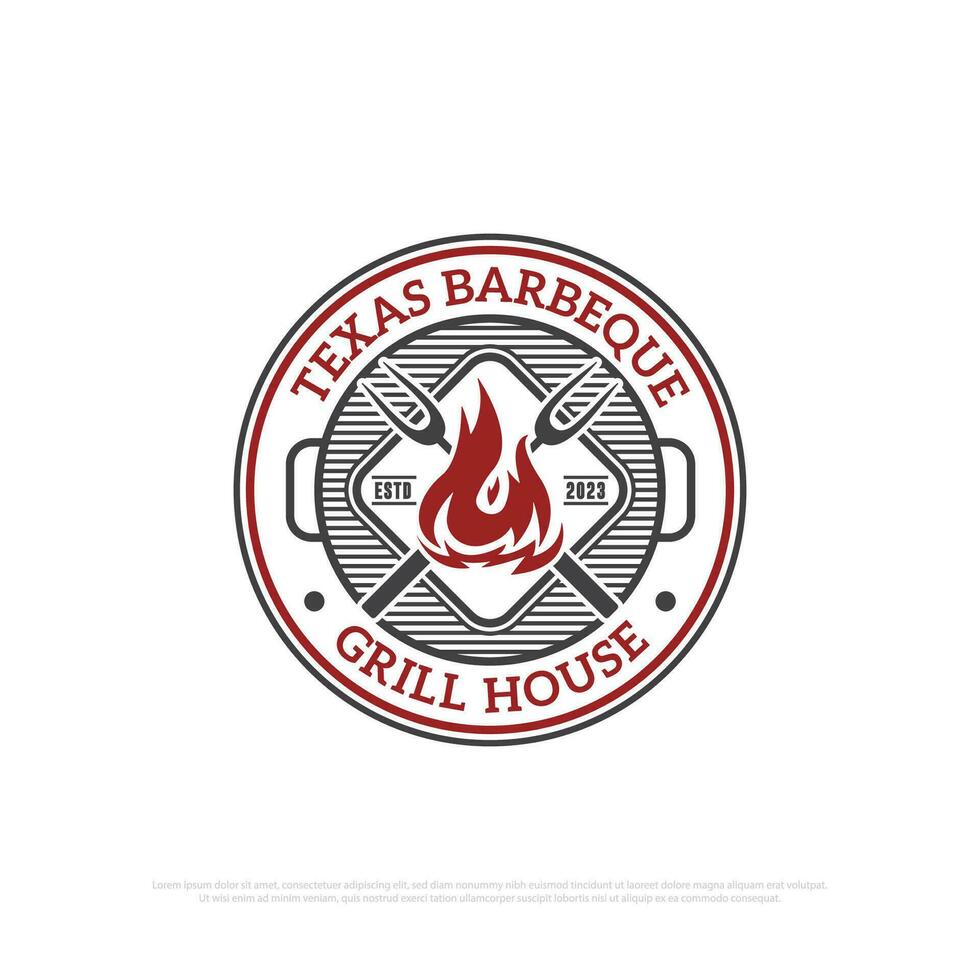 Texas barbeque griglia Casa logo design vettore, cibo e bevande logo icona vettore illustrazione, migliore per per ristorante logo modello
