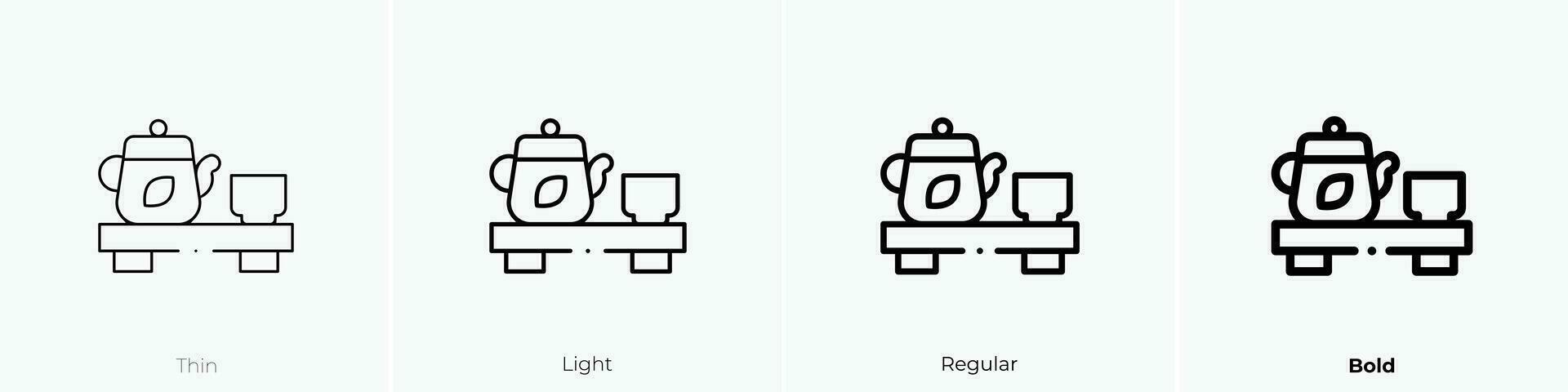 tè pentola icona. sottile, luce, regolare e grassetto stile design isolato su bianca sfondo vettore