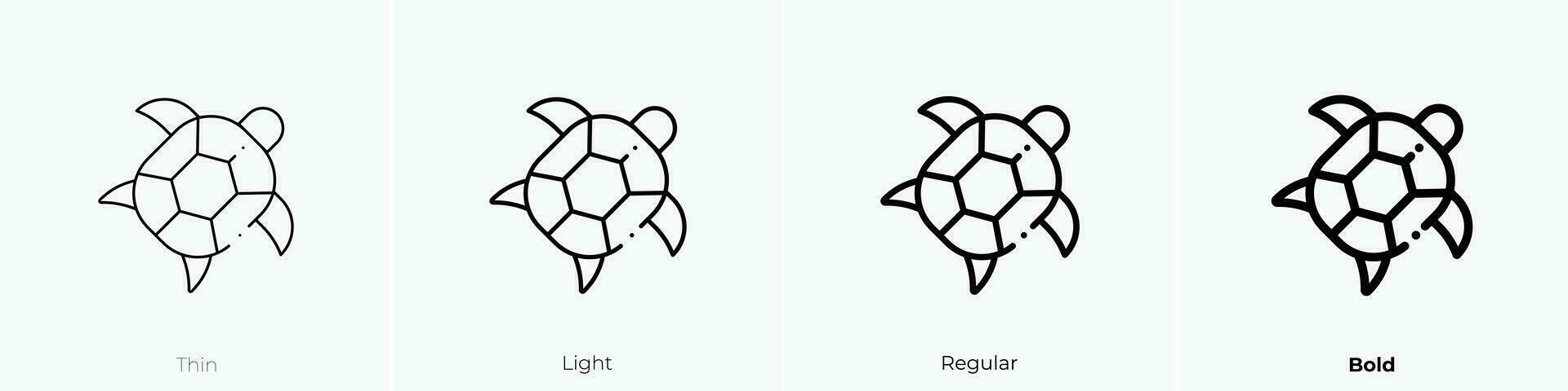 tartaruga icona. sottile, luce, regolare e grassetto stile design isolato su bianca sfondo vettore