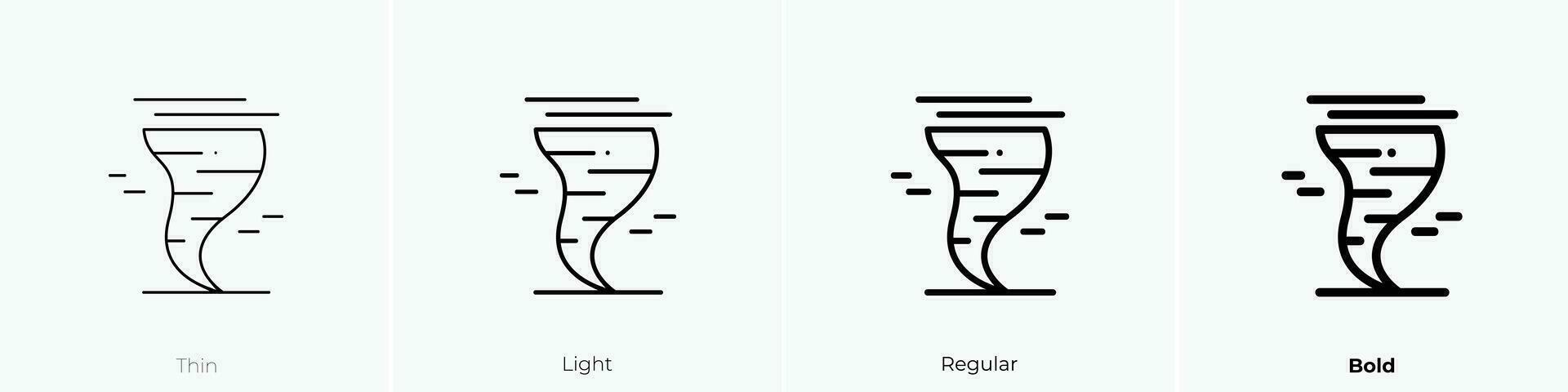 tornado icona. sottile, luce, regolare e grassetto stile design isolato su bianca sfondo vettore