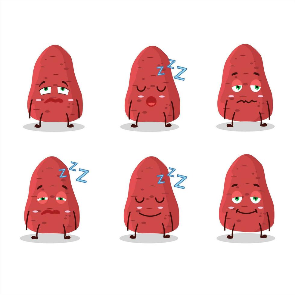 cartone animato personaggio di dolce patata con assonnato espressione vettore