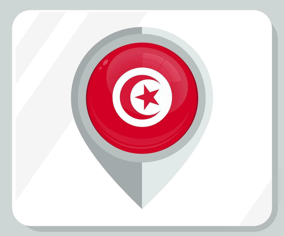 tunisia lucido perno Posizione bandiera icona vettore