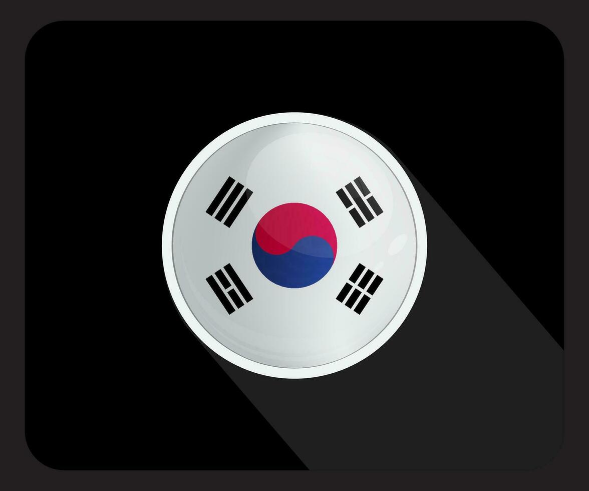 Corea lucido cerchio bandiera icona vettore