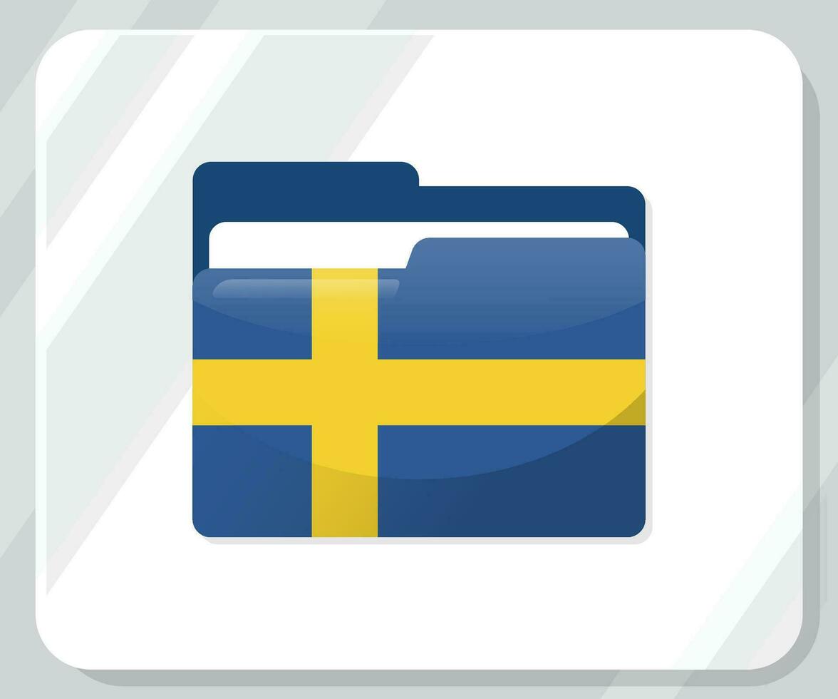 Svezia lucido cartella bandiera icona vettore