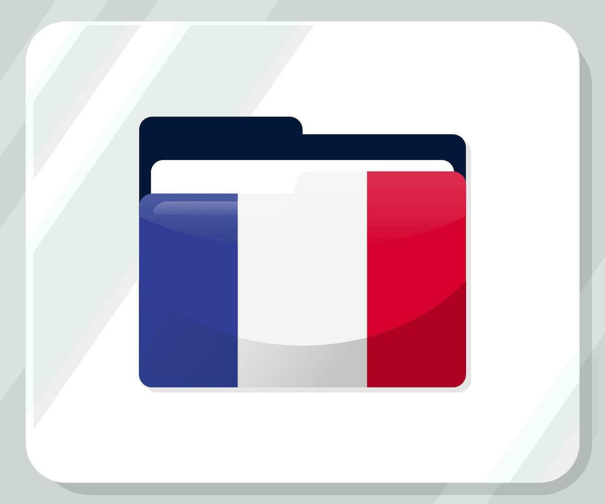 Francia lucido cartella bandiera icona vettore