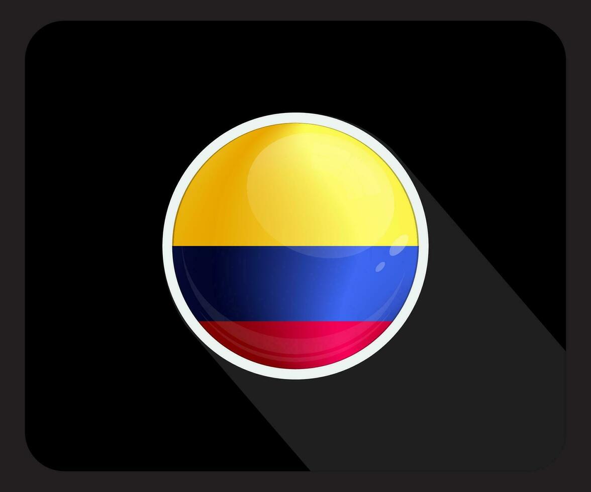 Colombia lucido cerchio bandiera icona vettore