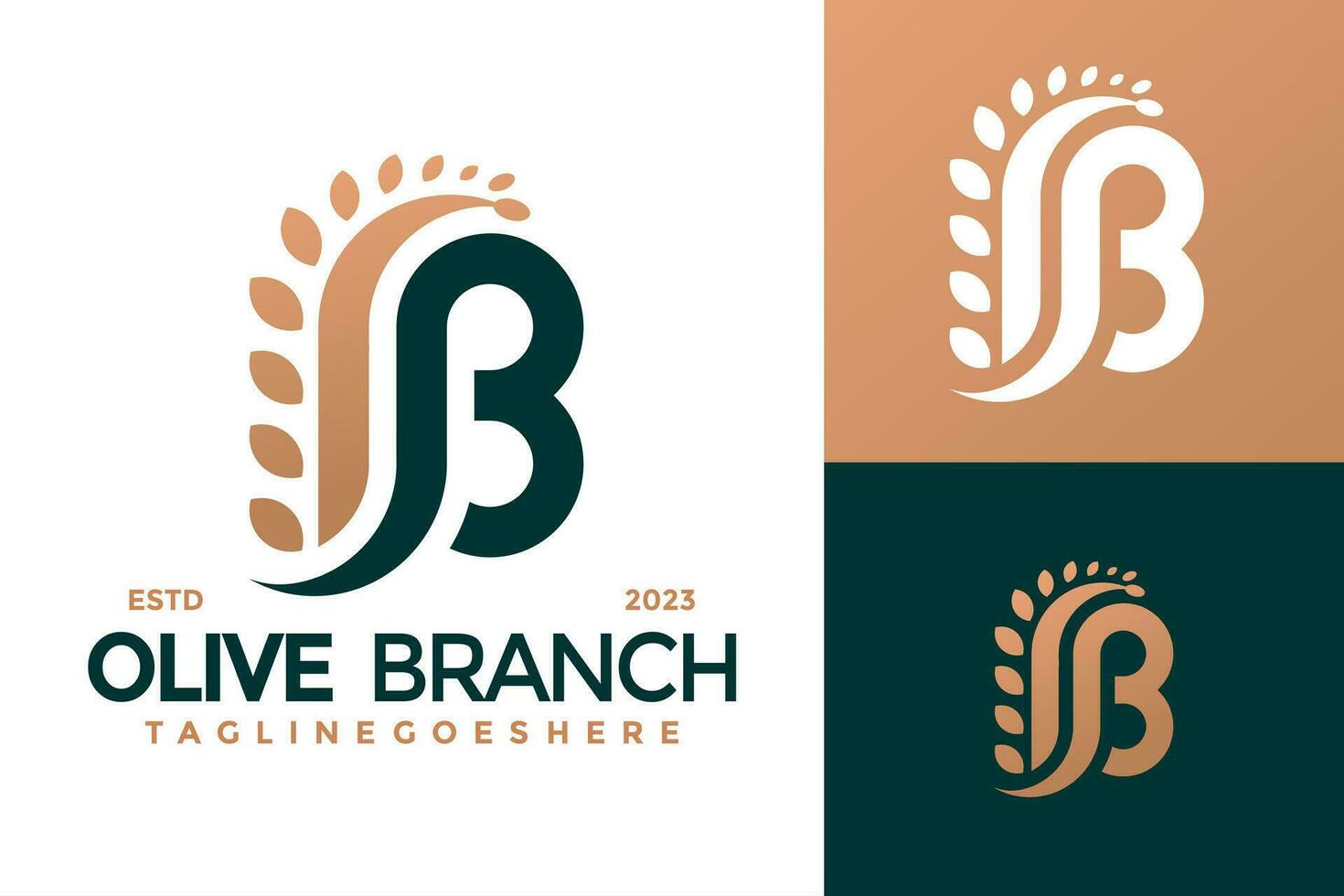 lettera B oliva ramo natura olio logo design vettore simbolo icona illustrazione