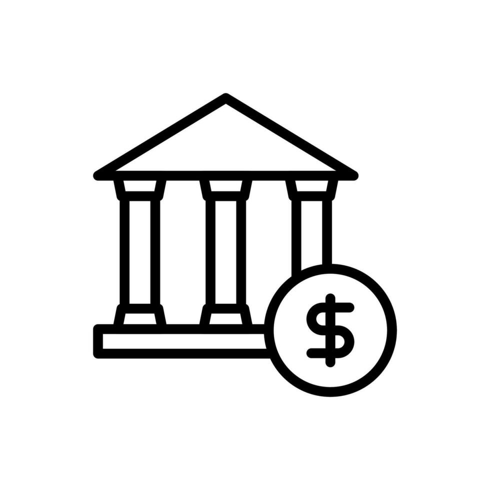 banca con Dollaro statunitense, americano dollaro simbolo icona nel linea stile design isolato su bianca sfondo. modificabile ictus. vettore
