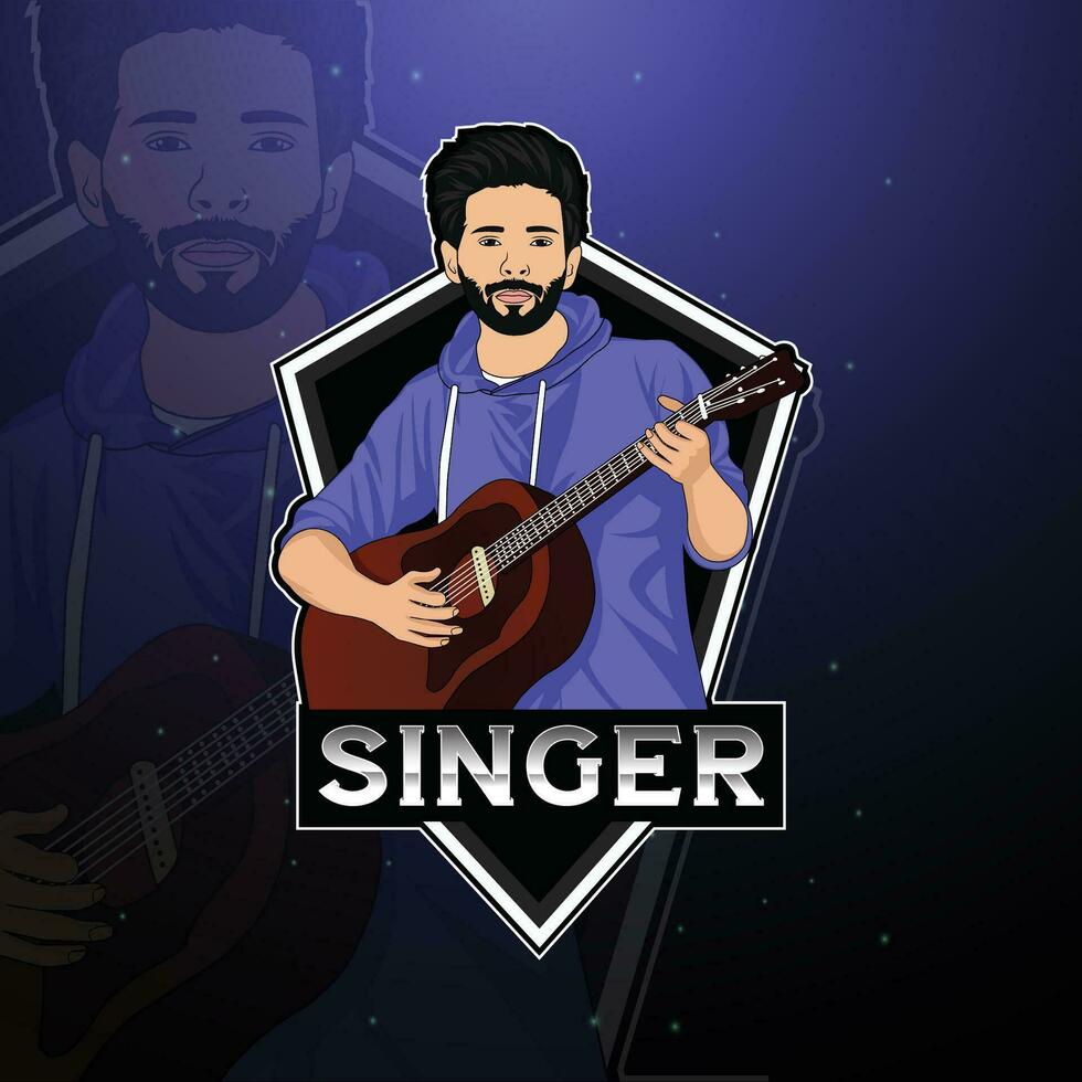 vettore illustrazione di cantante portafortuna esport logo design