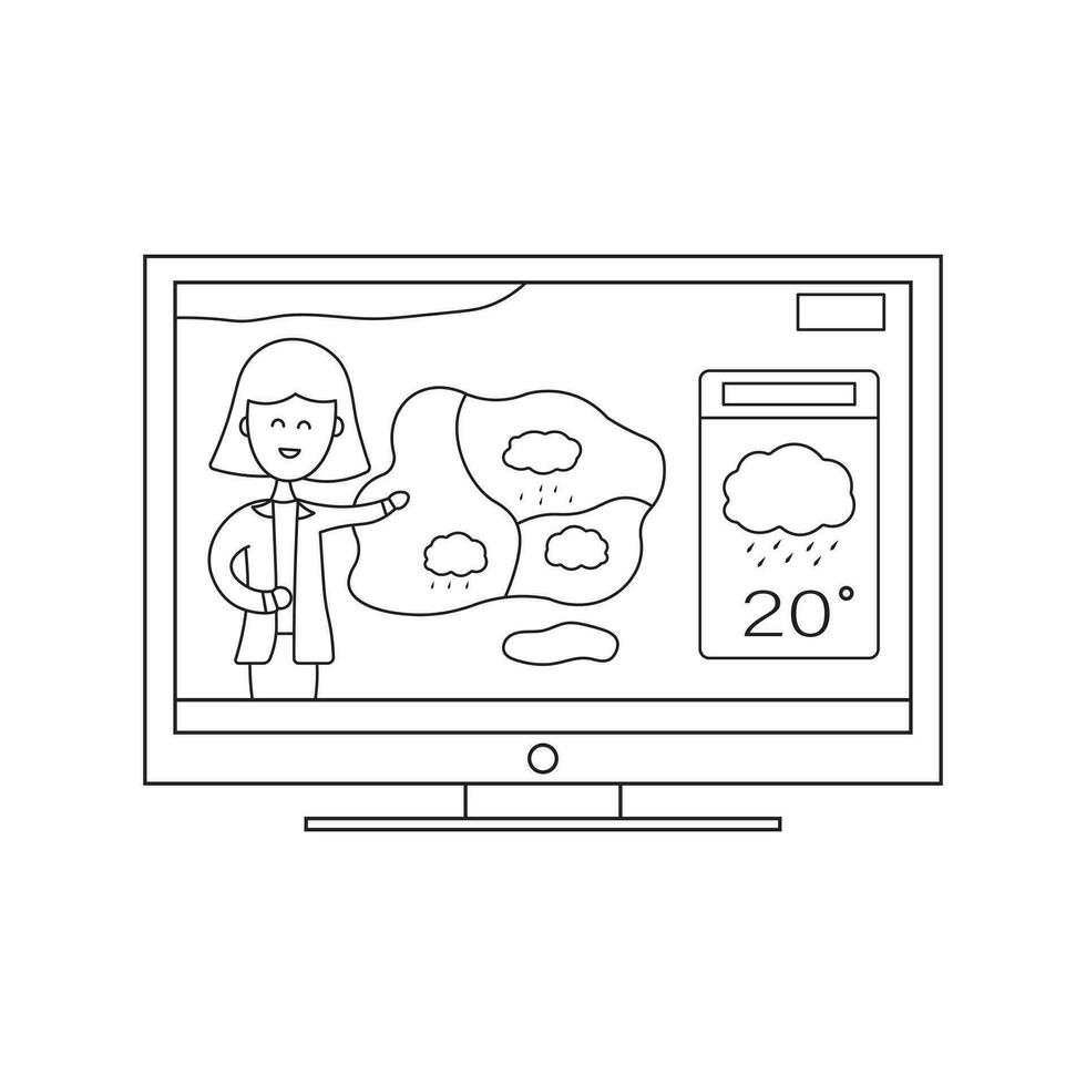mano disegnato bambini disegno cartone animato vettore illustrazione tempo metereologico notizia reporter icona isolato su bianca sfondo