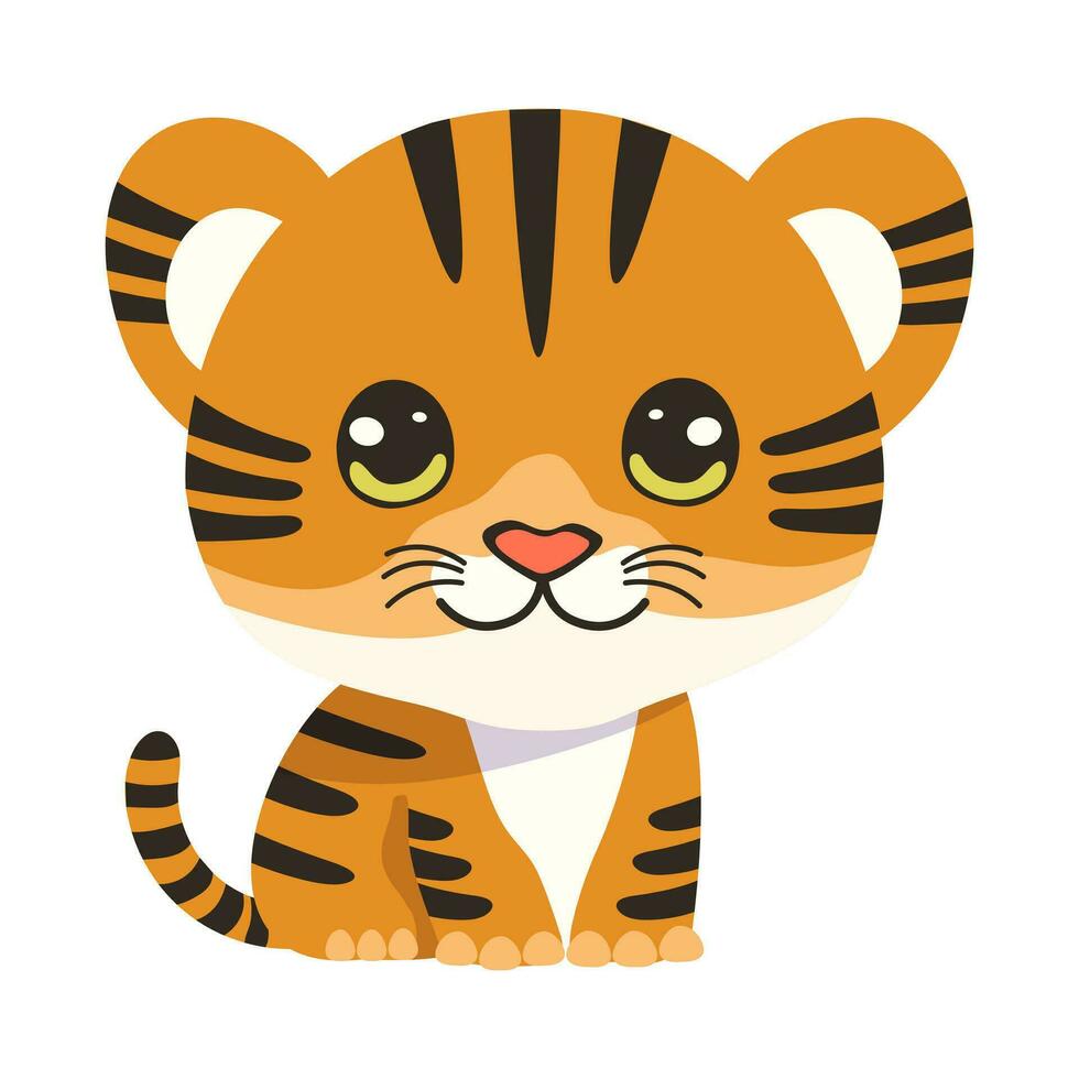 vettore cartone animato illustrazione con carino tigre