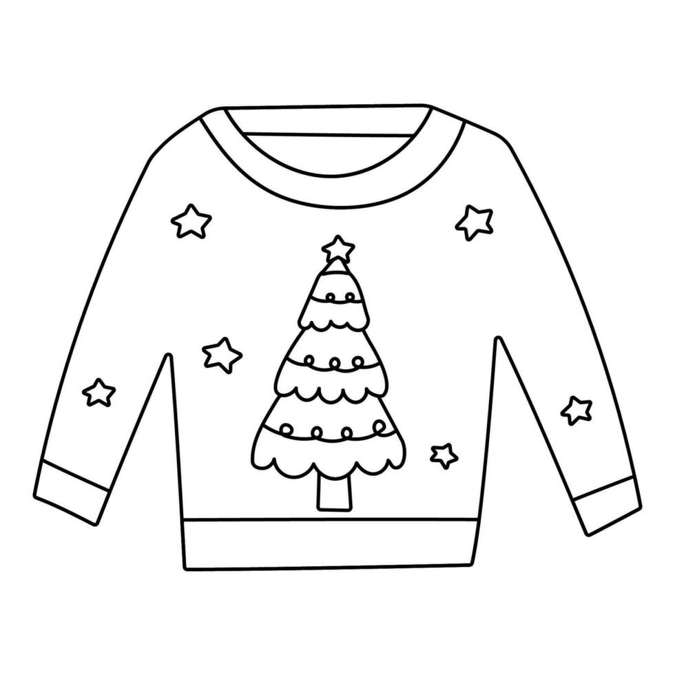maglione Natale Abiti stile caldo linea scarabocchio vettore