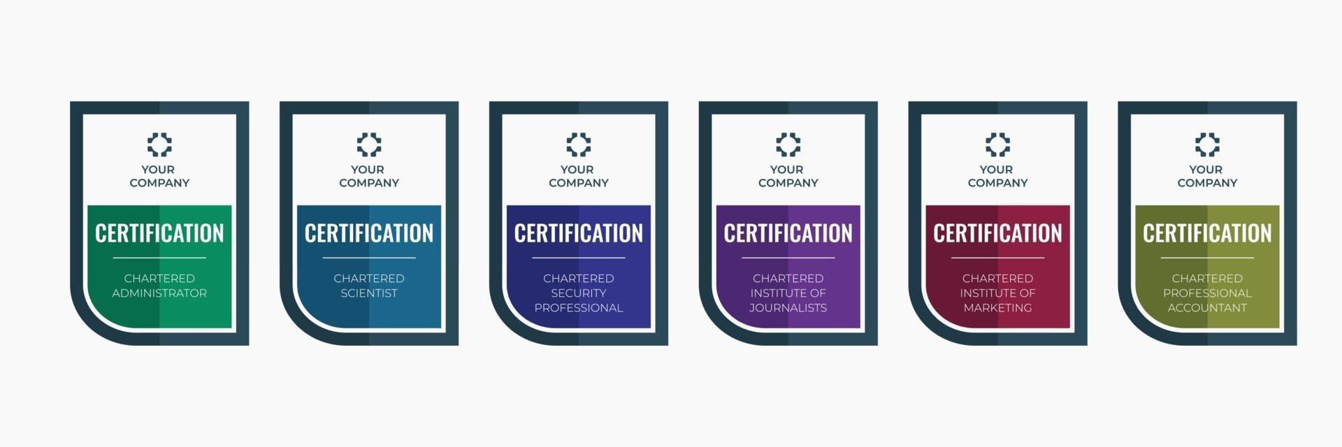 attività di badge di certificazione nel modello di categoria. emblema certificato icona charter illustrazione vettoriale. vettore