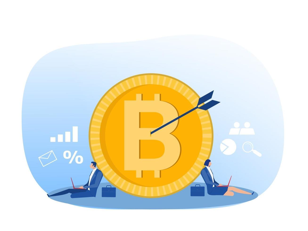 il business della strategia di mercato con l'analista bitcoin symbol vector illustrator