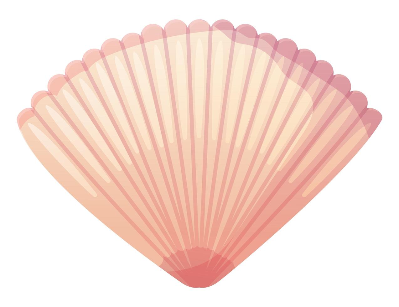 conchiglia rosa capesante. clipart della spiaggia, concetto dell'elemento dell'oceano. illustrazione vettoriale stock isolato su sfondo bianco in stile cartone animato piatto