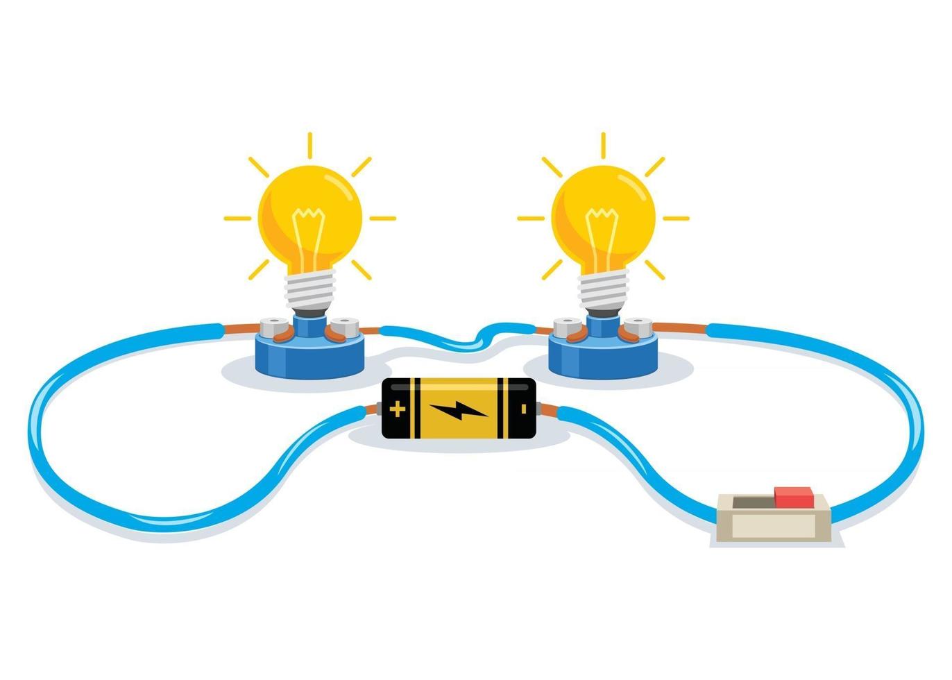 semplice esperimento di circuito elettrico per l'educazione dei bambini vettore