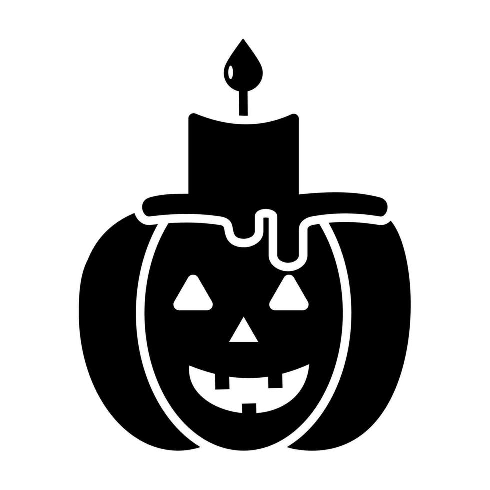 candela zucca, Halloween decorazione su bianca sfondo, felice Halloween decorazione elemento, vettore illustrazione