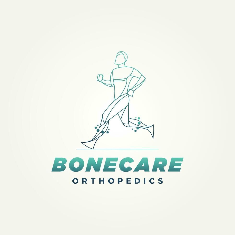 minimalista osso cura ortopedico linea arte icona logo modello vettore illustrazione design. semplice moderno ortopedico cliniche, fisico terapisti e reinserimento centri logo concetto