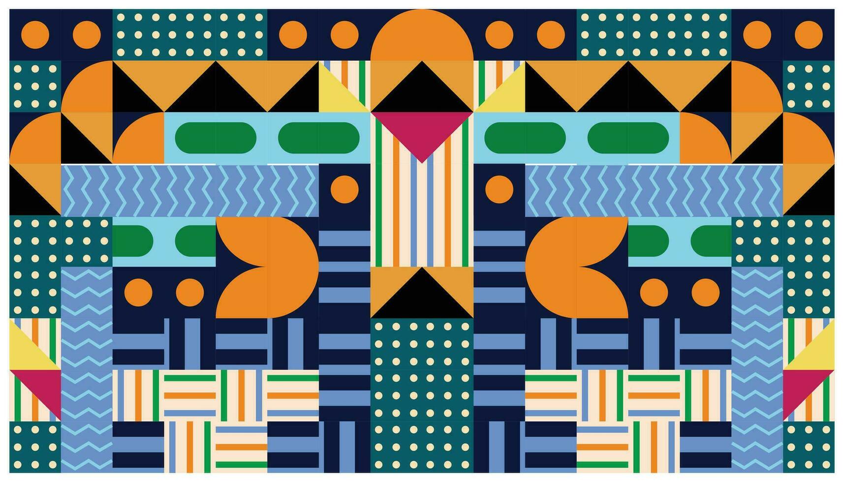 senza soluzione di continuità africano modello con geometrico elementi nel retrò Memphis stile. tribale vettore ornamento. etnico tappeto con galloni. azteco stile. antico interni. moderno tappeti.