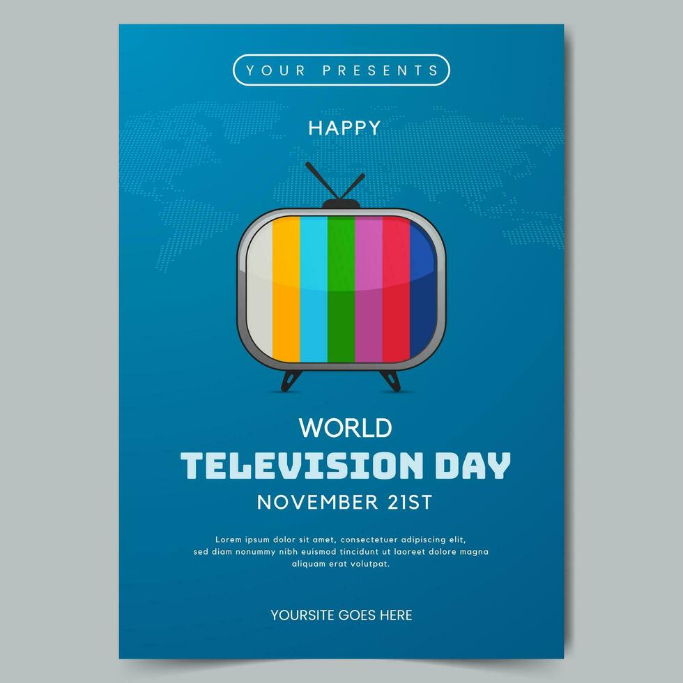 mondo televisione giorno novembre 21 manifesto con Vintage ▾ tv illustrazione su isolato sfondo vettore