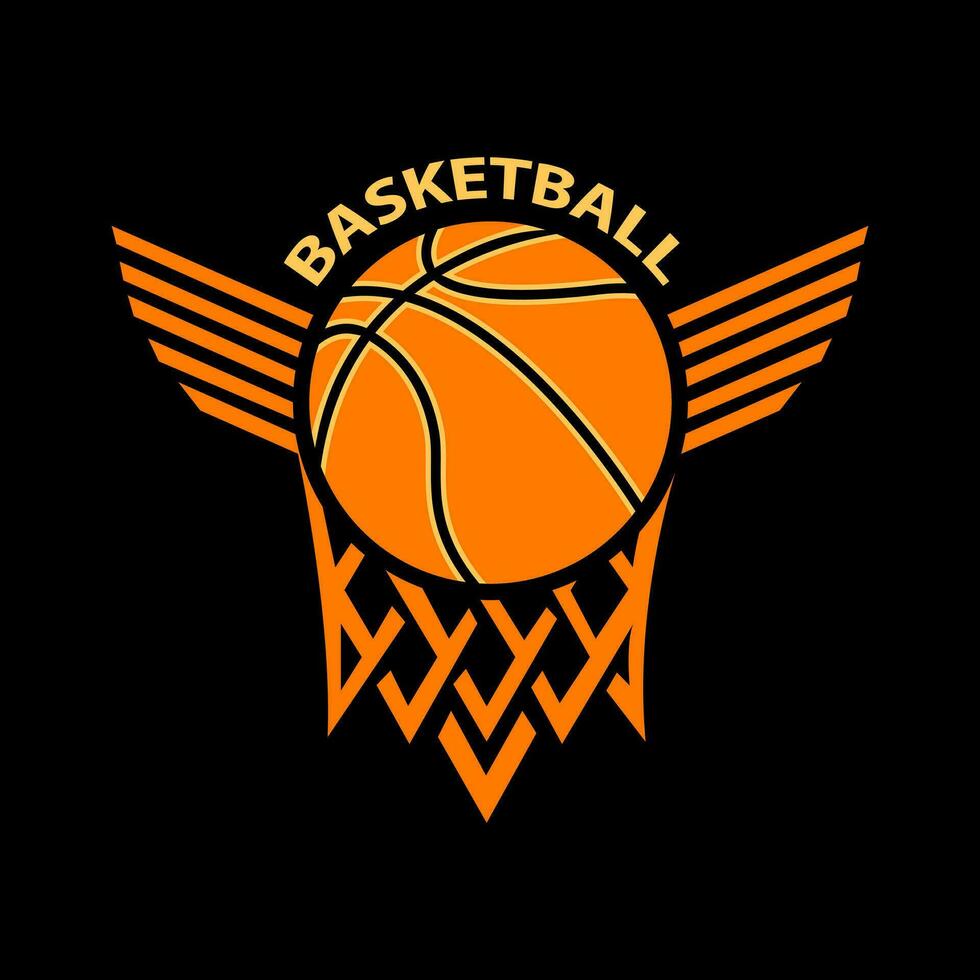 pallacanestro ala logo design vettore