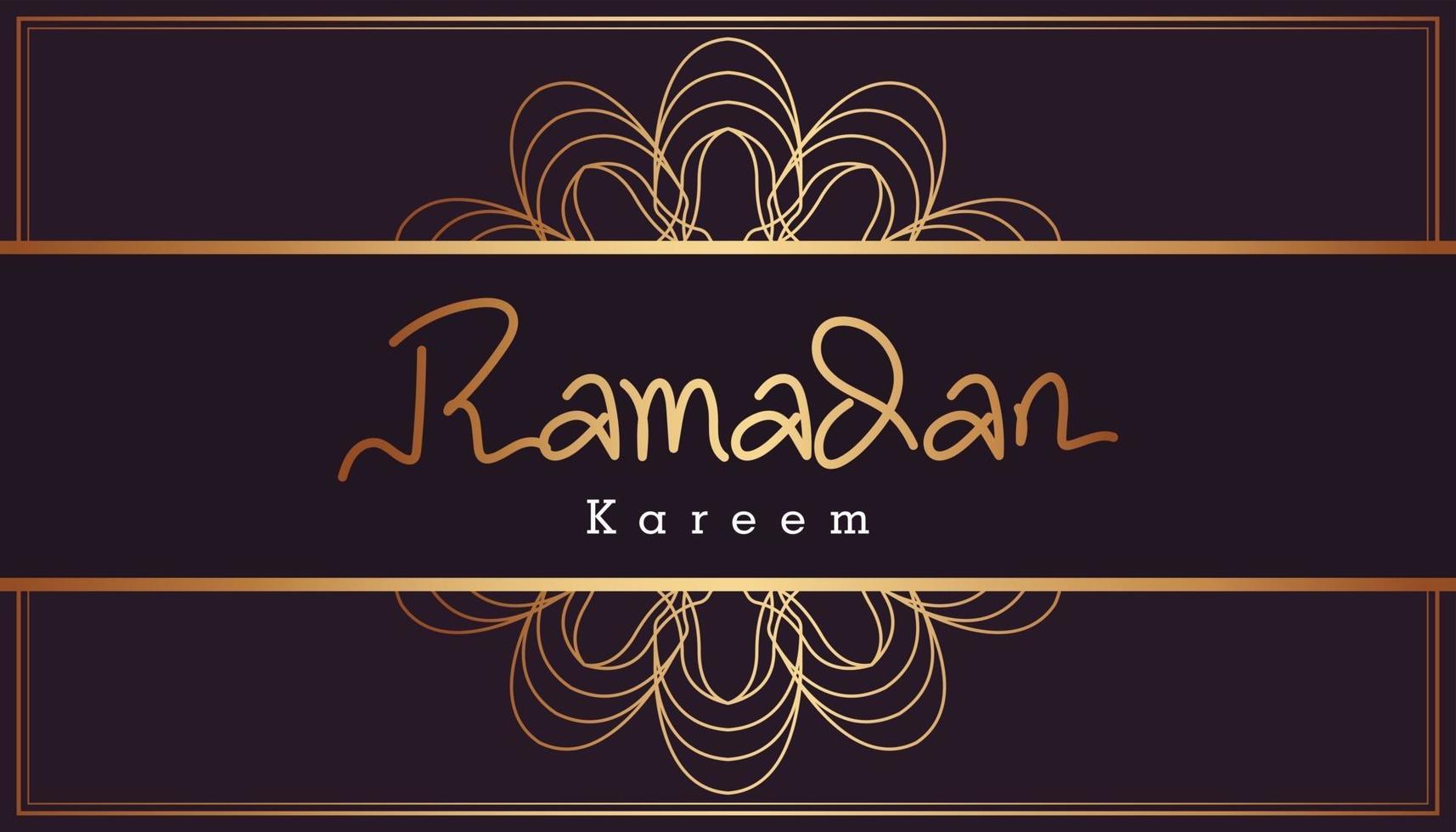 bellissimo testo in oro ramadan kareem e sfondo di design con motivi ornamentali. illustrazione vettoriale