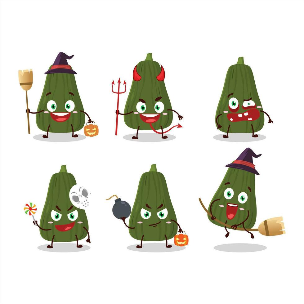 Halloween espressione emoticon con cartone animato personaggio di schiacciare vettore