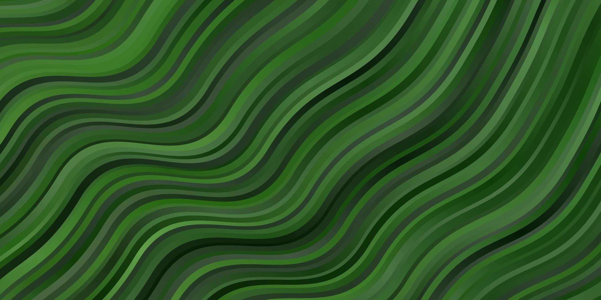 modello vettoriale verde scuro con linee curve. illustrazione in stile astratto con gradiente curvo. modello per siti Web, pagine di destinazione.