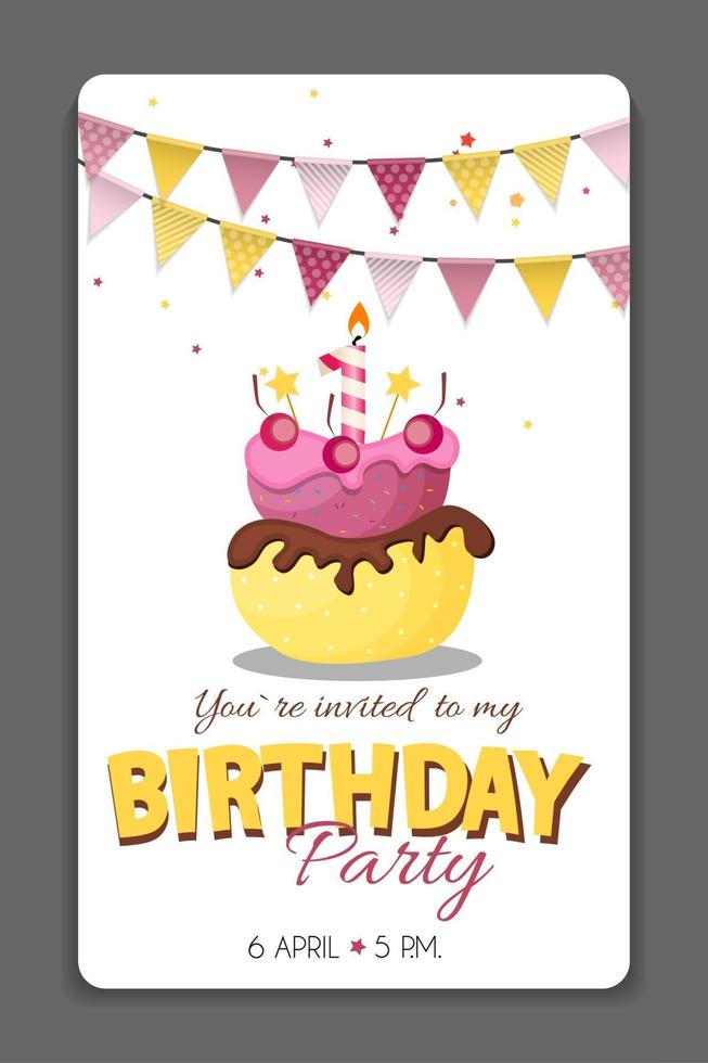 illustrazione vettoriale del modello della carta dell'invito della festa di compleanno birthday