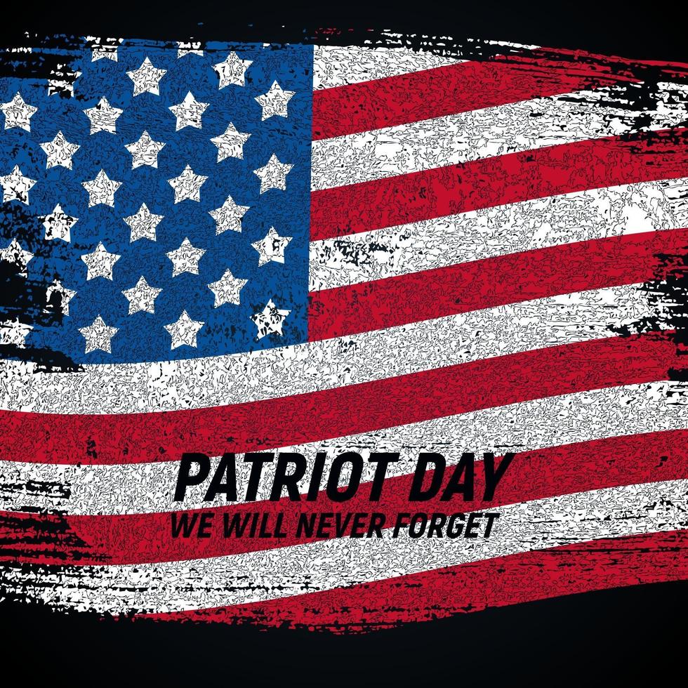 9.11 sfondo del giorno del patriota non dimenticheremo mai l'illustrazione vettoriale del modello di poster