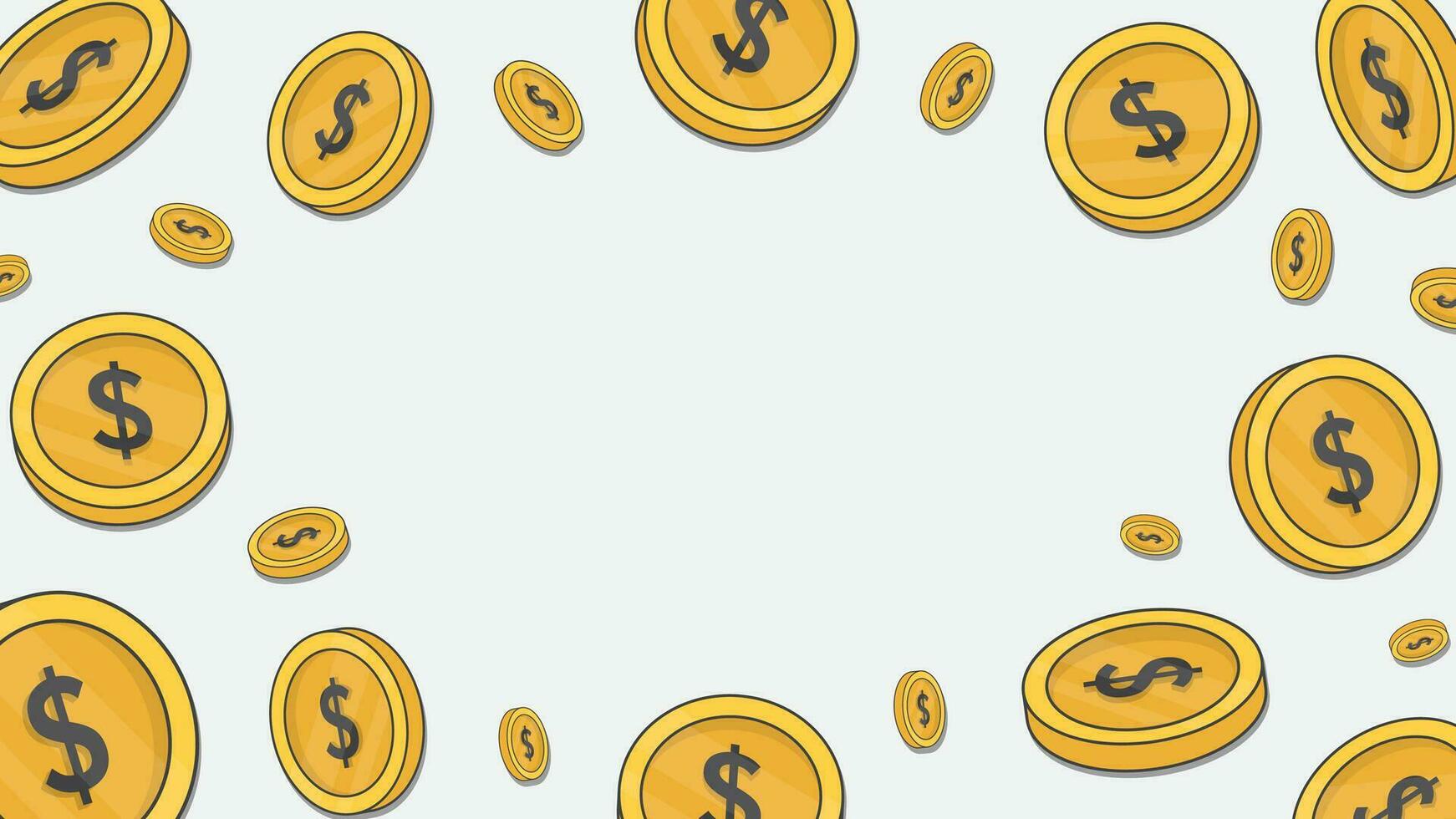 i soldi sfondo design modello. oro monete cartone animato vettore illustrazione. finanziario