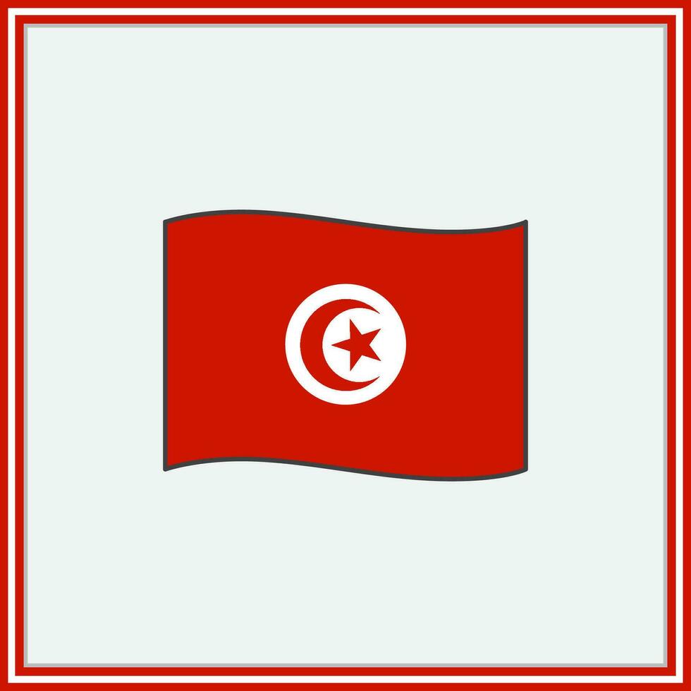 tunisia bandiera cartone animato vettore illustrazione. bandiera di tunisia piatto icona schema. nazionale tunisia bandiera