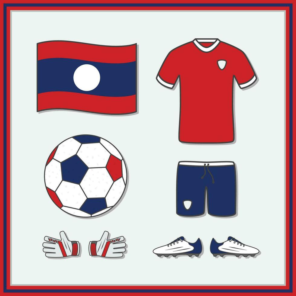 Laos calcio cartone animato vettore illustrazione. calcio maglie e calcio palla piatto icona schema