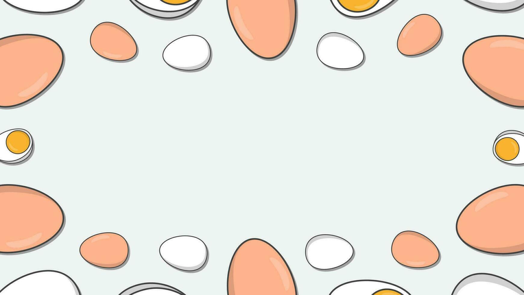 uovo sfondo design modello. bollito uovo cartone animato vettore illustrazione. cucinando